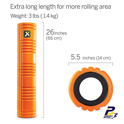 Size of Triggerpoint Grid 2.0 Foam roller for Warm up and Recovery. Perfect for studios and gyms - PerformBetter.co.za - Asp Sports Science